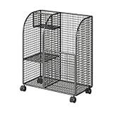 kowaku Rolling Yoga Mat Storage Rack with Caster Wheels Large Capacity Vertical Multipurpose Fitness Equipment Organizer for Soccer, Black