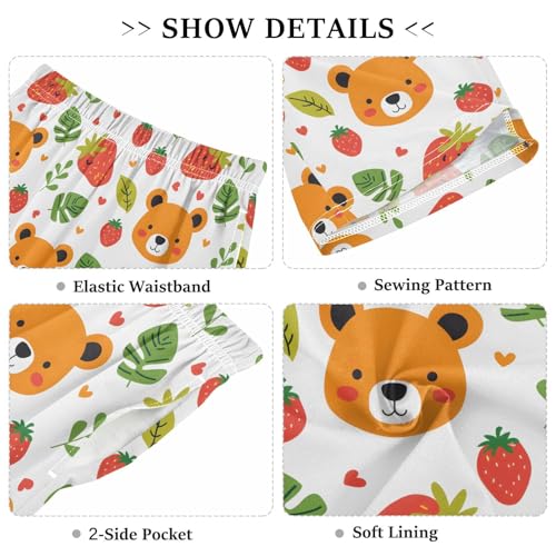 Bear Sleep Shorts Summer Pajama Shorts Elastic Waist Sleep Bottoms with Pockets 6-14 Years3