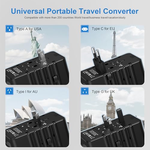 220v to 110v Converter and Adapter for Travel: International Universal Plug Adapters and Voltage Converters for Hair Dryer - High Power Transformer and Adaptor for US to European Italy UK EU2