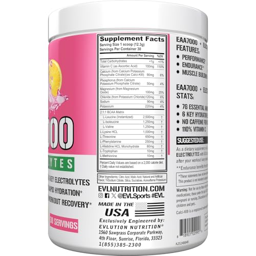 Evlution Nutrition Eaa7000 + Electrolytes - Pre & Post Workout Powder - Muscle Building + Recovery Supplement thumb #1