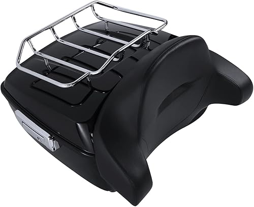 Miniatura 3 de TCT-MOTORPARTS Maletero King Tour Pack de 13.7 pulgadas, color negro mate y respaldo para Harley Touring Road King FLHR Street Glide Road Glide