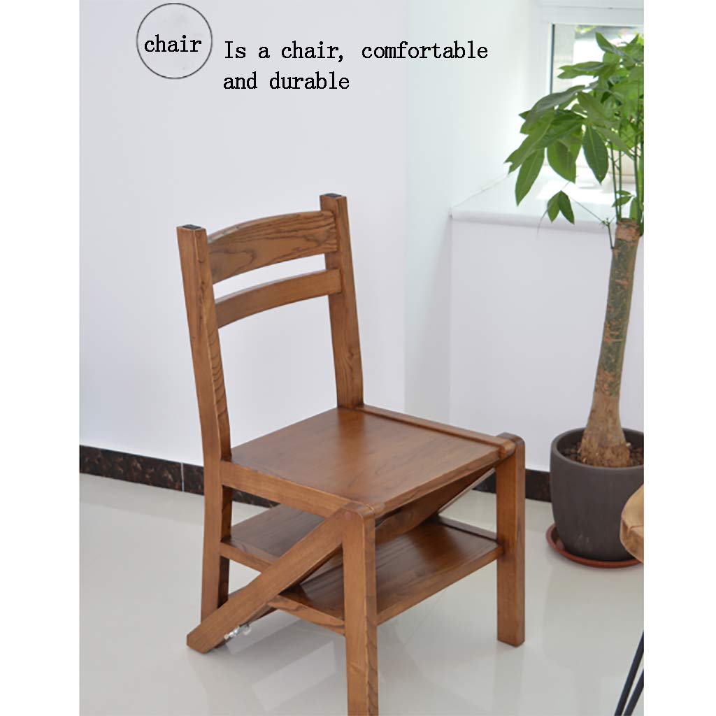 Silla de Escalera Plegable Multifuncional, Taburete de 4 Niveles con Escalera de Madera Maciza - Silla de Escalera Creativa de Doble Uso, para Oficina en casa, soporta hasta 150 kg