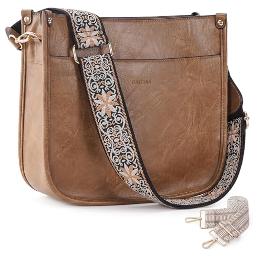 Image of Crossbody Bag Women Vegan Leather Hobo Handbag Trendy Crossbody Shoulder Bag Purses For Women with 2 Adjustable Strap