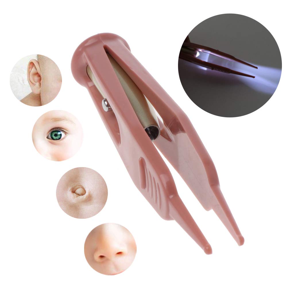 BHUEHSS Pince à épiler propre pour bébé Lampe de poche Dig Booger Clip Nourrissons Nettoyer l'oreille Nez Nombril Pince à épiler de sécurité visible Nettoyage des pinces en toute sécurité