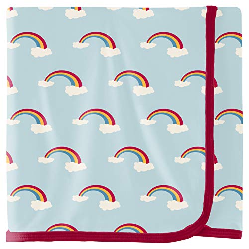 Image of KicKee Swaddling Blanket, Made from Luxuriously Soft KicKee Signature Blend Fabric, Buttery Softness for Snuggling Your Baby (Spring Sky Rainbows - One Size)
