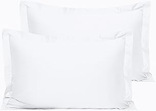 NTBAY 2 Pack 500 Thread Count 100% Egyptian Cotton Oxford Pillowcases, Super Soft and Breathable Euro Standard Pillow Cases | Hotel Quality Pillow Shams, 50x75 cm, White
