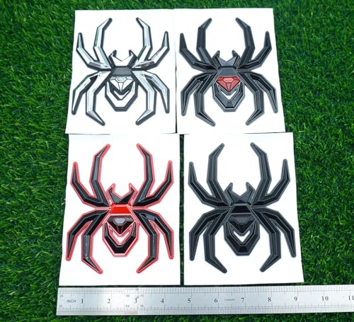 Image of 1pc Spider Black Widow Edition Emblems 3D Side Rear Door Badges Sticker Nameplate (Black Silver)