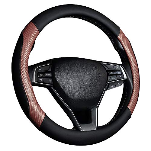FREESOO Funda Volante Coche Cubierta de Volante de Cuero de Microfibra Antideslizante Suave Universal 37-38 cm Automóvil Adecuado para Todas las Estaciones Elegante