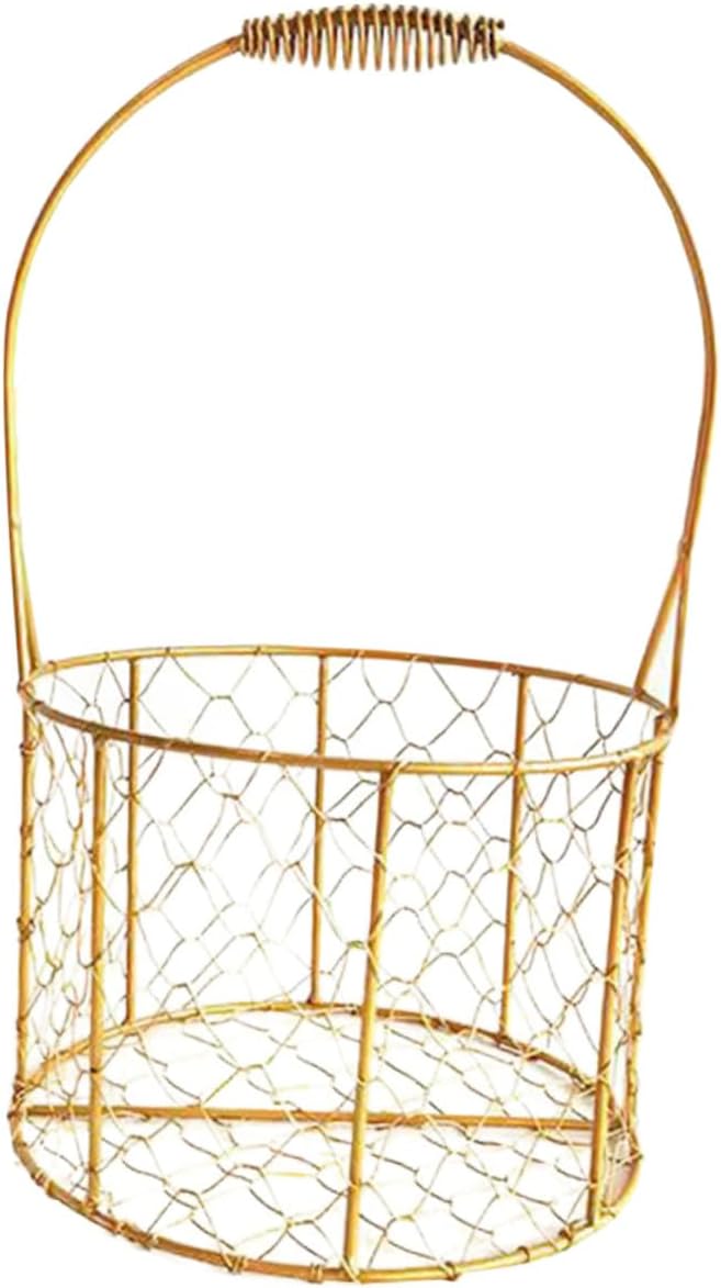 Gold Iron Wire Flower Girl Basket for Wedding Party Decoration