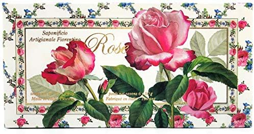 Saponificio Artigianale Fiorentino Renaissance Rose Guest Soap Set Of 6 X 1.76 Oz. Bars From Italy