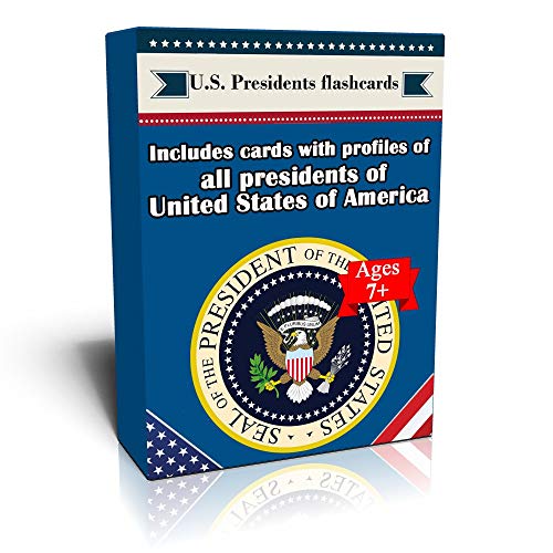 US Presidents and President related flashcards. Illustrated Pocket Box set of 55 cards.