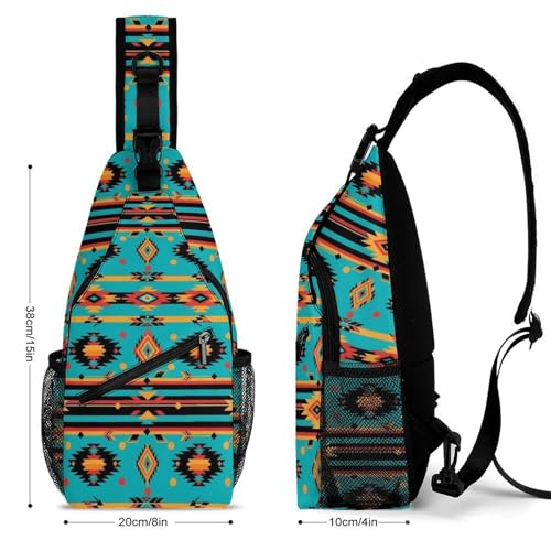 Fashion Dress Decor Sling Backpack Shoulder Bag, Day Pack, Chest Shoulder Bag For Men And Women Southwest Native Indian American Aztec Print2