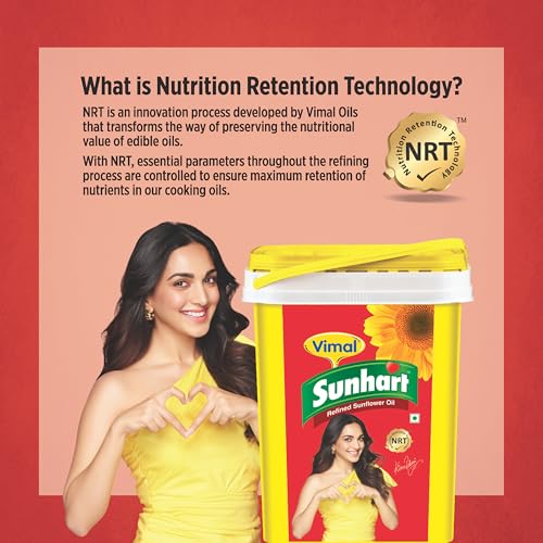 Image of Vimal Sunhart Sunflower Oil: Refined for Optimal Nutrition | Healthy Cooking Oil for All Your Culinary Needs | 15 L