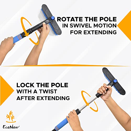 Image of EcoNour 27 inch Extendable Snow Brush and Ice Scraper for Car Windshield | 2-in-1 Telescoping 360 Snow Brush with Pivoting Head | Window Ice Scraper for Snow Removal | Winter Car Accessories