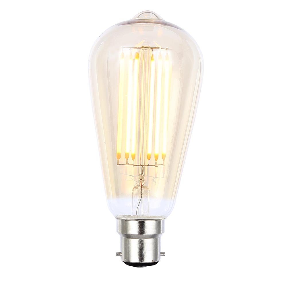 Litecraft Gold Tint Light Bulb 6 Watt B22 Bayonet Cap Led Filament Teardrop Fitting - (, Single)