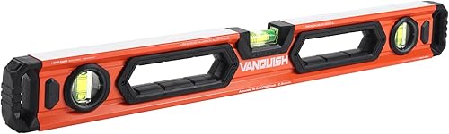 VANQUISH Herramienta de niveles de alcohol de aluminio resistente de 24 pulgadas con 3 frascos de burbuja4765-24