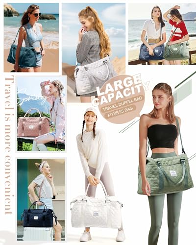 Womens Weekender Gym Duffel Bags White Cute Travel Tote Bag with Toiletry Bag Carry On Bag Overnight Bag with Wet Pocket Hospital Bag for Labor and Delivery2