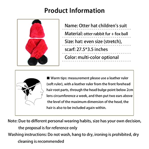 DAISHA Women's Winter Rex Rabbit Fur Knit Thick Skull Beanie Hat w/Pom + Scarf for Baby Children Birthday Christmas New Year.3