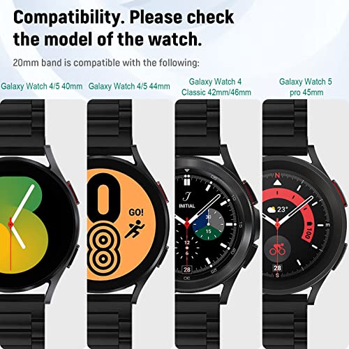 Spguard Galaxy Watch 5 Band Pro 45Mm/44/40 & Galaxy Watch 4 Band Watch 4 Classic 42Mm/46Mm 20Mm Metal Bands Compatible With Samsung Galaxy Watch 5/4 Steel Bands Strap For Men(Black) #TOP1