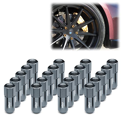 Image of EZAUTO WRAP Gunmetal 20 PCS M12x1.25 Lug Nuts 60mm Extended Tuner Aluminum Wheels Rims Cap WN02