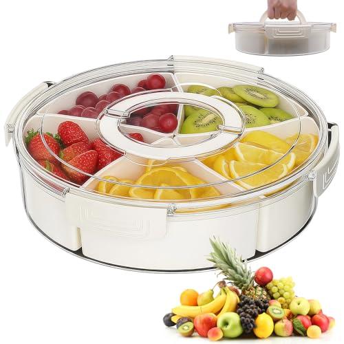 weiclianhp Snackschale mit Deckel und Fächern, Runder Snackbox...