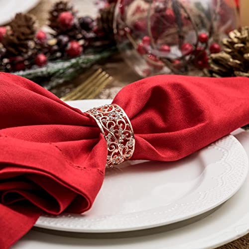 Homeluxe Napkin Rings And Napkin Holder, Round Elegant Metal, For Wedding Celebrations, Dinner, Special Occasions, Table Decoration, Set Of 6, Rose Gold #TOP3