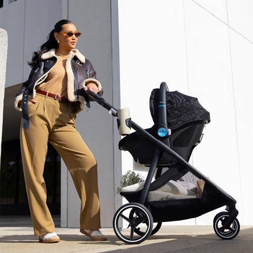 Image of Evenflo Shyft Intuiti+ Travel System Featuring Revolve180 LiteMax NXT Preemie and Infant Car Seat with SensorySoothe and Green & Gentle (Agate Purple)