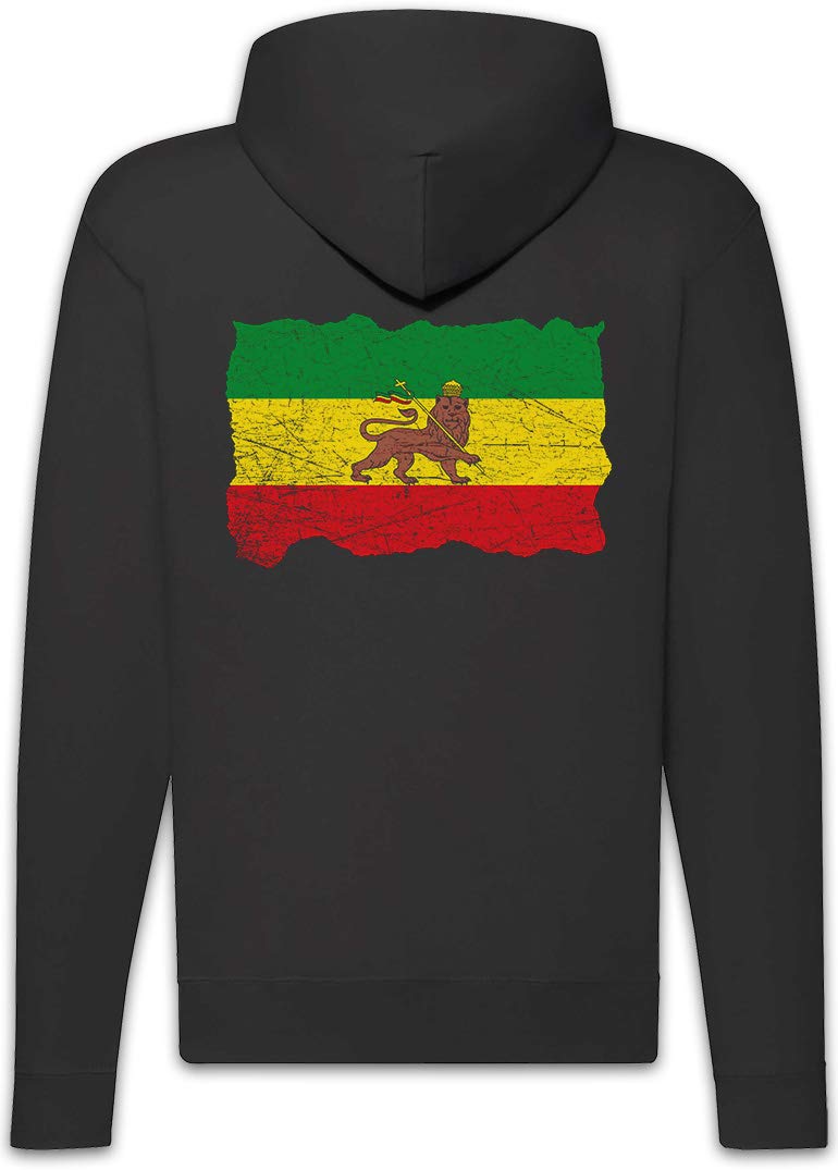Urban Backwoods Ethiopia Rastafari Flag Felpa da Uomo con Cappuccio Zip Hoodie Zipper