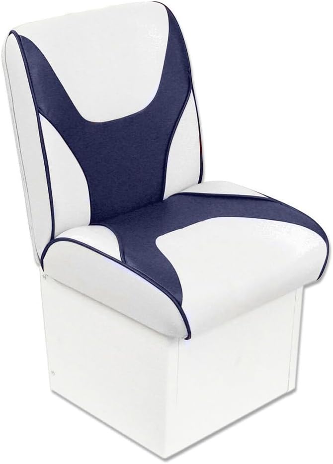 Overton’s Deluxe Jump Boat Seat – High-Impact Plastic Frame, UV-Resistant Marine Vinyl, Storage Under Seat, 10" Base