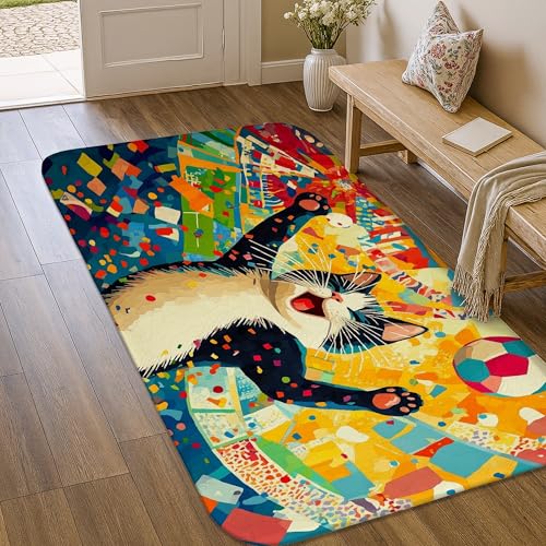 Tapis antidérapant chat moderne jaune de haute qualité - 2