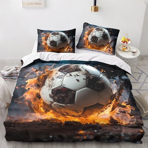 Linge de lit 3D doux microfibre de qualité supérieure motif ballon enflammé - 3