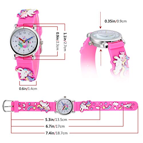Image of Jewtme Kids Time Teacher Watches 3D Cute Cartoon Silicone Children Toddler Butterfly Wrist Watches for Ages 3-10 Boys Girls Little Child