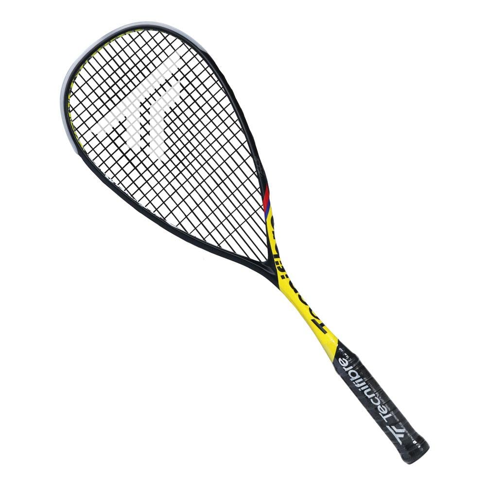 Tecnifibre Unisex Adult CARBOFLEX 125 Cannonball Squash Racket, Black, Yellow, One Size