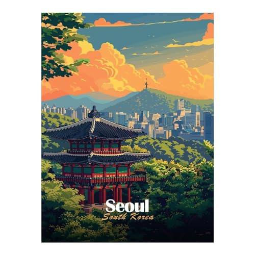 Peinture diamant 30 x 40 cm kit broderie diamant adulte illustration Corée du Sud loisir