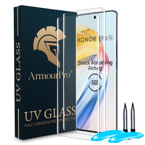 Image of ArmourPro Military Grade UV Tempered Glass Compatible For Honor X9b 5G (6.78 Inch) With Easy UV Installation Kit | Edge To Edge Coverage | Pack of 2