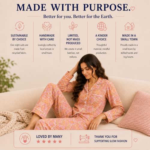 Image of Huar Cotton Pajamas Set for Women - Luxurious Cotton Womens Pajama Sets - Comfortable Christmas PJ Set, Breathable & Light Pj