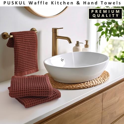 PÜSKÜL Natural 100% Turkish Cotton Waffle Hand and Kitchen Towels Set of 3 - Image 6