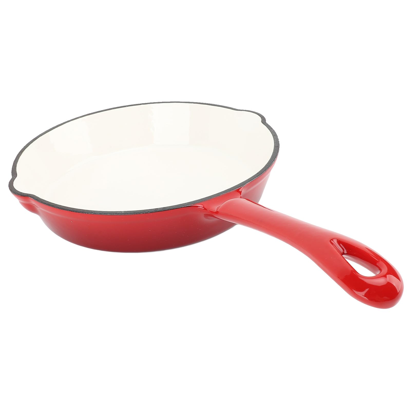 Poêle en Fonte émaillée, Poêle à Frire émaillée Antiadhésive avec Becs D'égouttement Latéraux, Poêle à Frire de Cuisine Grill Cookware Poignée Poêle pour Camping Cuisson Griller