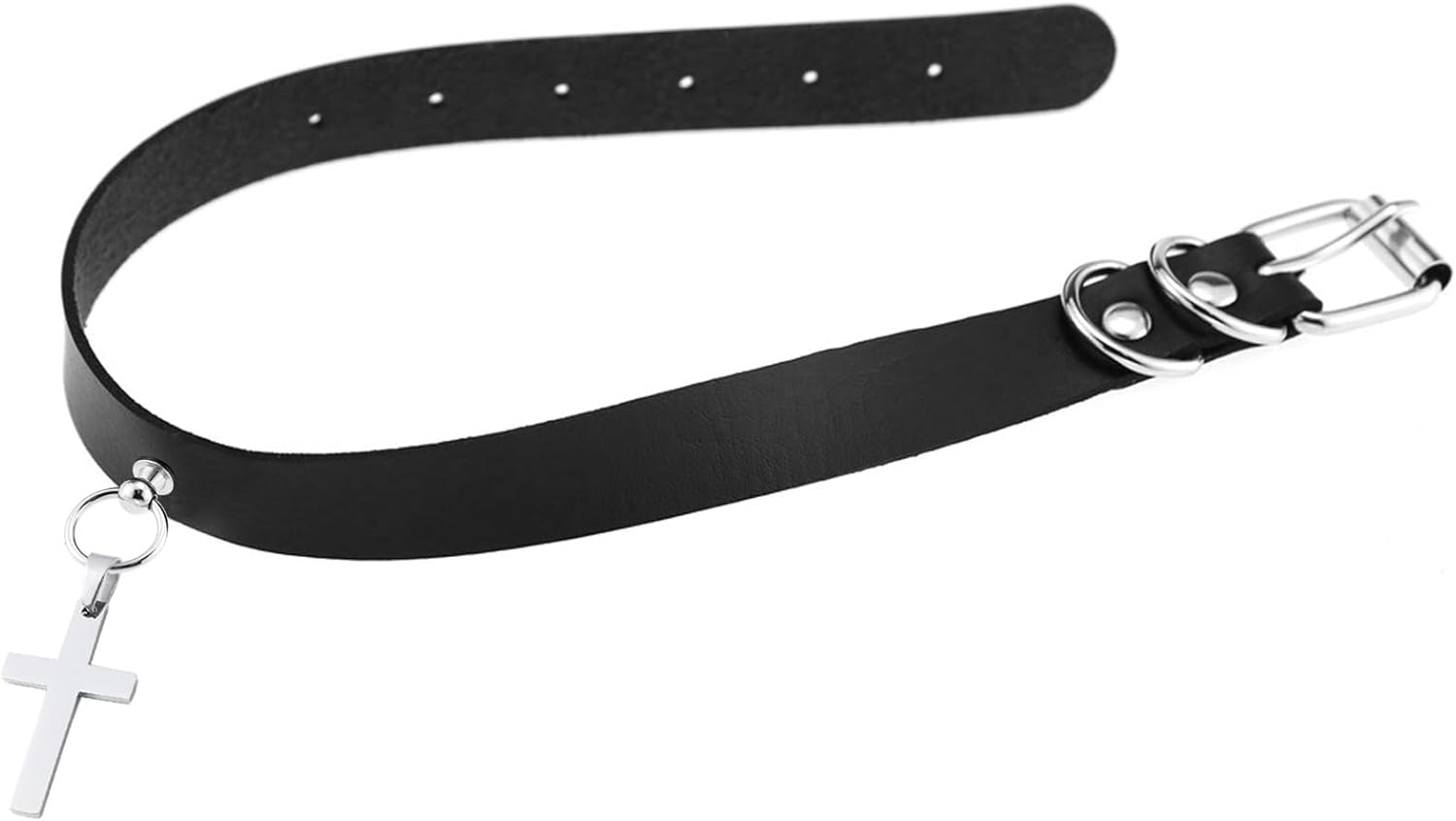 Black PU Leather Choker Collar Necklace with Cross Charm Gothic Jewellery for Women Ladies,80s 90s Goth Accessory - Image 4