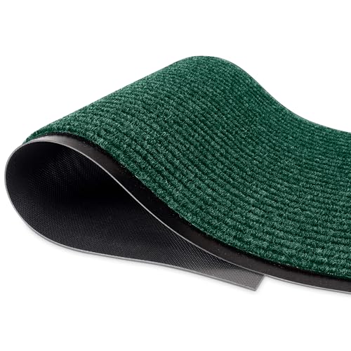 Image of Durable Rubber Door Mat - Heavy Duty, Indoor /Outdoor, Easy Clean, Waterproof, Low-Profile Mat for Entry, Patio, Garage - Stylish (Green, 3 x 5 Feet)