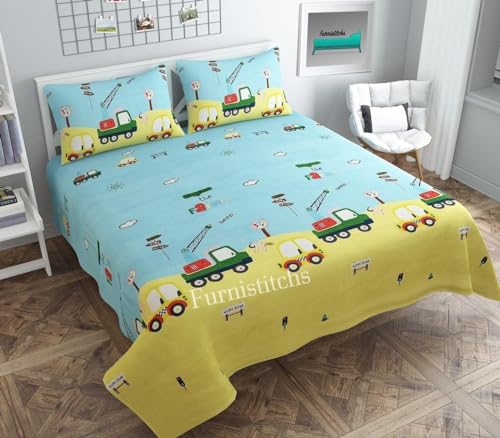 Image of COZY FURNISH Premium Double Bedsheet with 2 Pillow Covers, 90 x 100 Inches, Microfiber Cotton Soft and Comfortable Bed Linen Set
