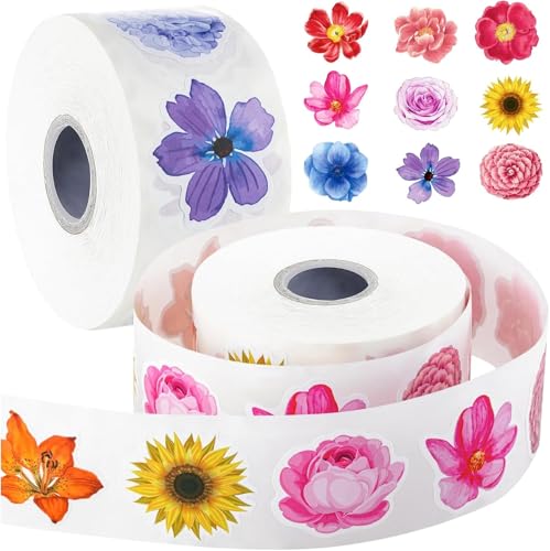 Autocollant Fleurs, 1000pcs (2 Rouleaux) Rouleau Autocollant Fleurs, Rouleau Autocollants Fleur Scrapbooking, Stickers Fleur Printemps-été, idéal pour le...