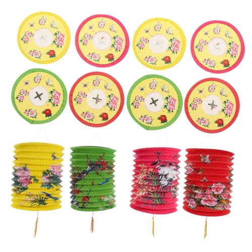 Lurrose 12piezas Linterna De Papel De Acordeón Hermosa Decoración De Adorno De De Papel Farolillos De Voladores Para Portátiles y Plegables