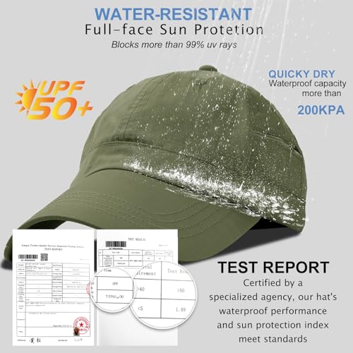 Image of Mens Waterproof Baseball Cap Womens Rain Hat Quick Dry Running Hat with Sweatband Outdoor Golf Breathable Sports Cap