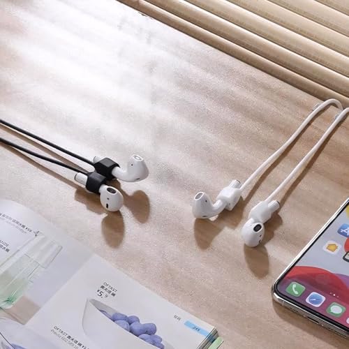 AirPods対応 イヤホンストラップ AirPods 第1/2/3/4世代/pro/pro 3兼用 イヤホン ストラップ マグネット シリコン エアポッズ ネックストラップ 落下防止 紛失防止 収納便利 着脱簡単 軽量 柔軟 エアーポッズ1/2/プロ/4/プロ3 磁気紛失防止ストラップ 首掛け イヤホン収納 スポーツ最適 ランニング ジム ジョギング ウオーキング サイクリング（ホワイト）