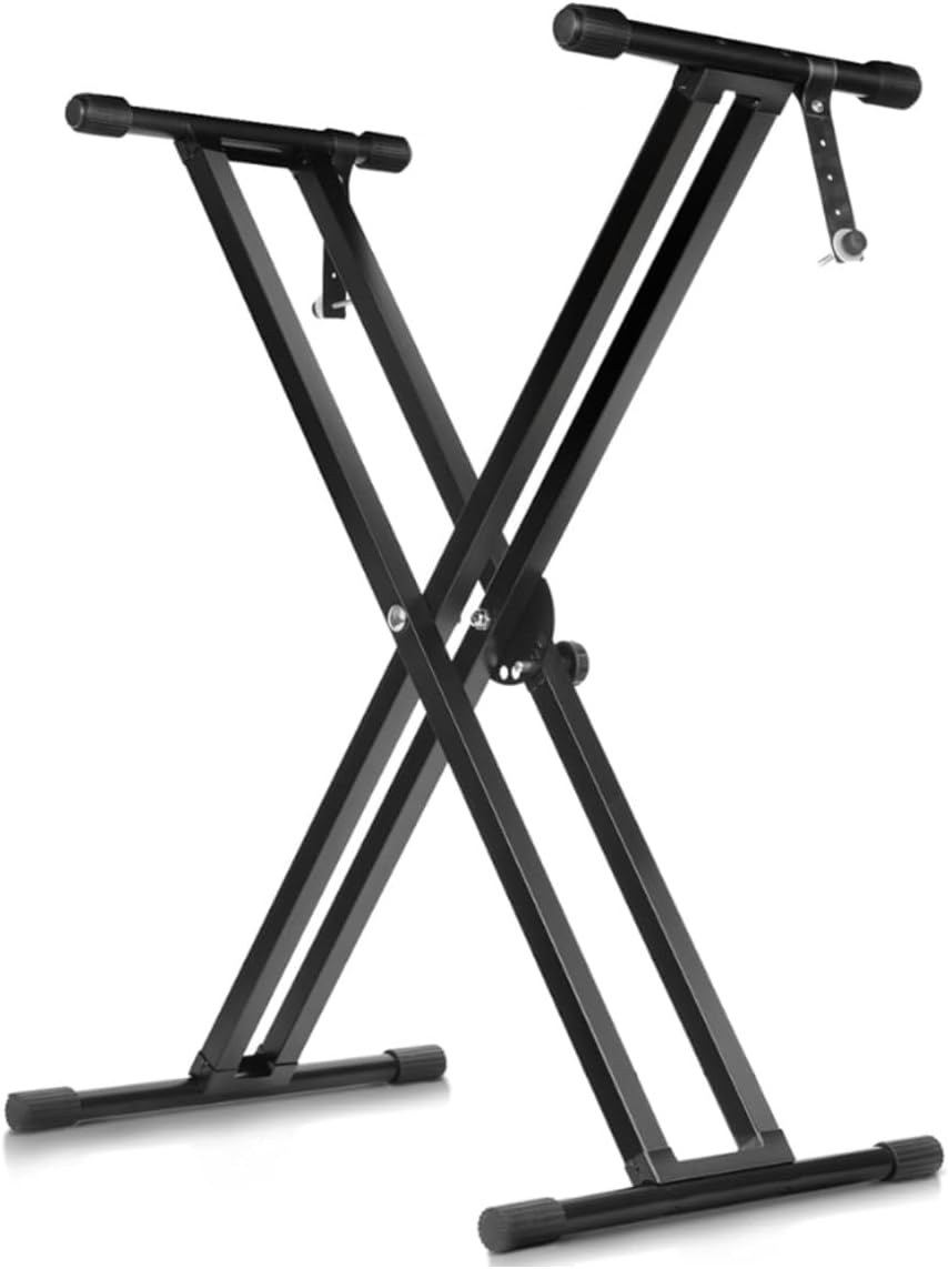 ZHRUNS Piano Keyboard Stand X-Shape Heavy-Duty Adjustable, Fits 54-88 Key Electric Pianos, Portable Digital Piano Stand Black