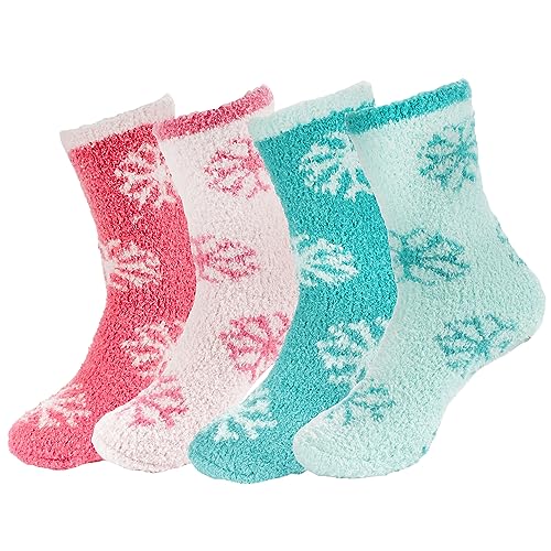 Image of BambooMN Women's Super Soft Fuzzy Socks, Polka Dot, Gradient, Snowflake, Featherlight Cuff - Assorted Colors