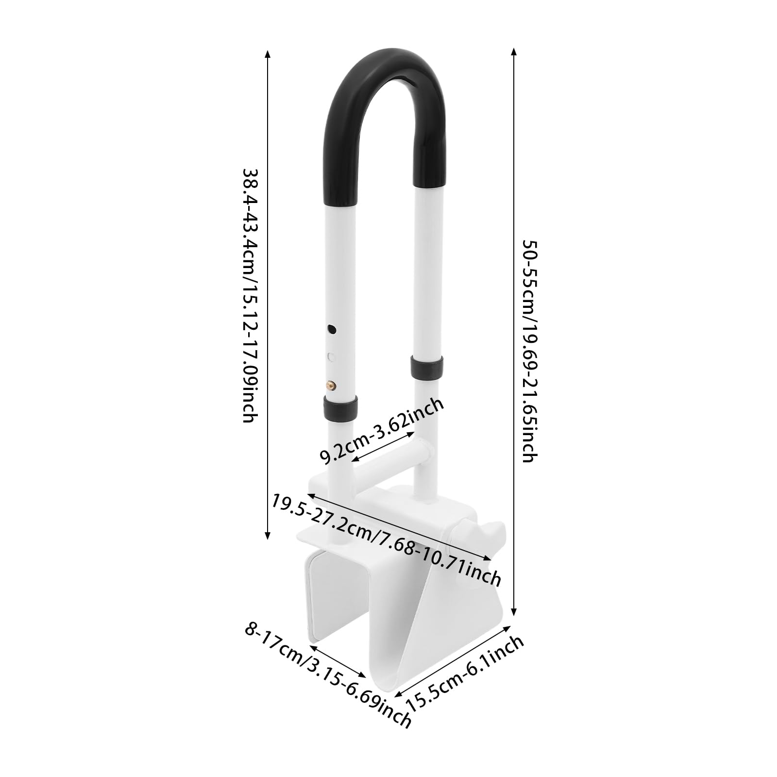Barra de agarre para baño, mango de baño con altura y ancho ajustables de 50 – 55 cm, mango de bañera, ayuda para levantarse, mango de seguridad para bañeras