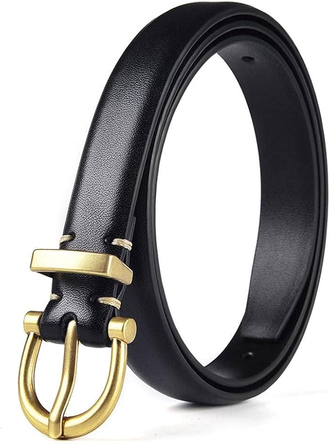 WERFORU Cinture In Pelle Skinny Per Donna - 2 Pezzi Eleganti Con Fibbia Oro Per Abiti E Outfit Casual
