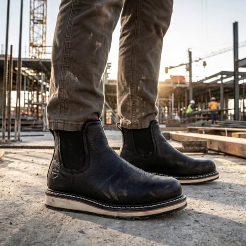 Image of SUREWAY Men's 6-Inch Slip-On Chelsea Work Boots, Soft Toe Leather Boots